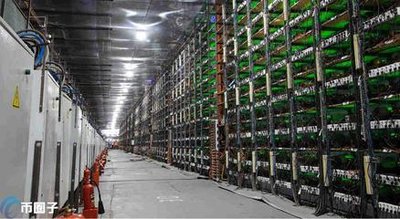 Expansive cryptocurrency mining farm showcasing rows of high-efficiency mining rigs